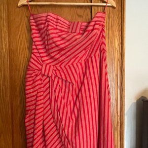 Red Strapless Wrap Design Dress